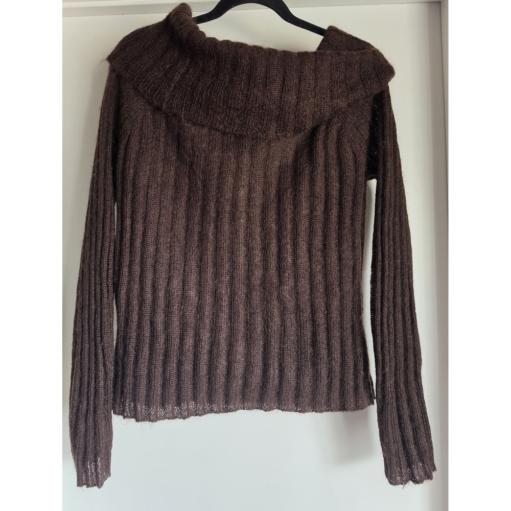 Body by Victoria Cowl Neck Sweater Size L Brown Ribbed Mohair Long Sleeve VTG
